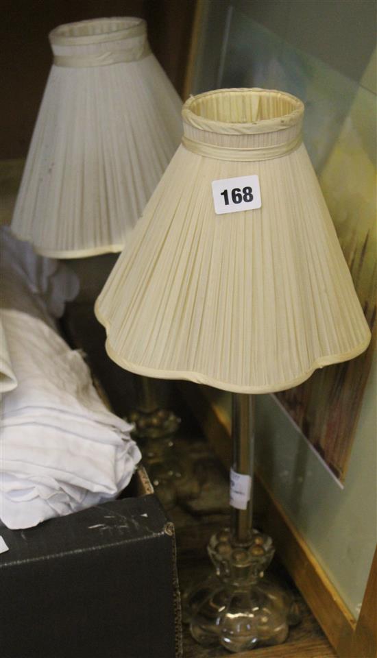 Pr glass table lamps